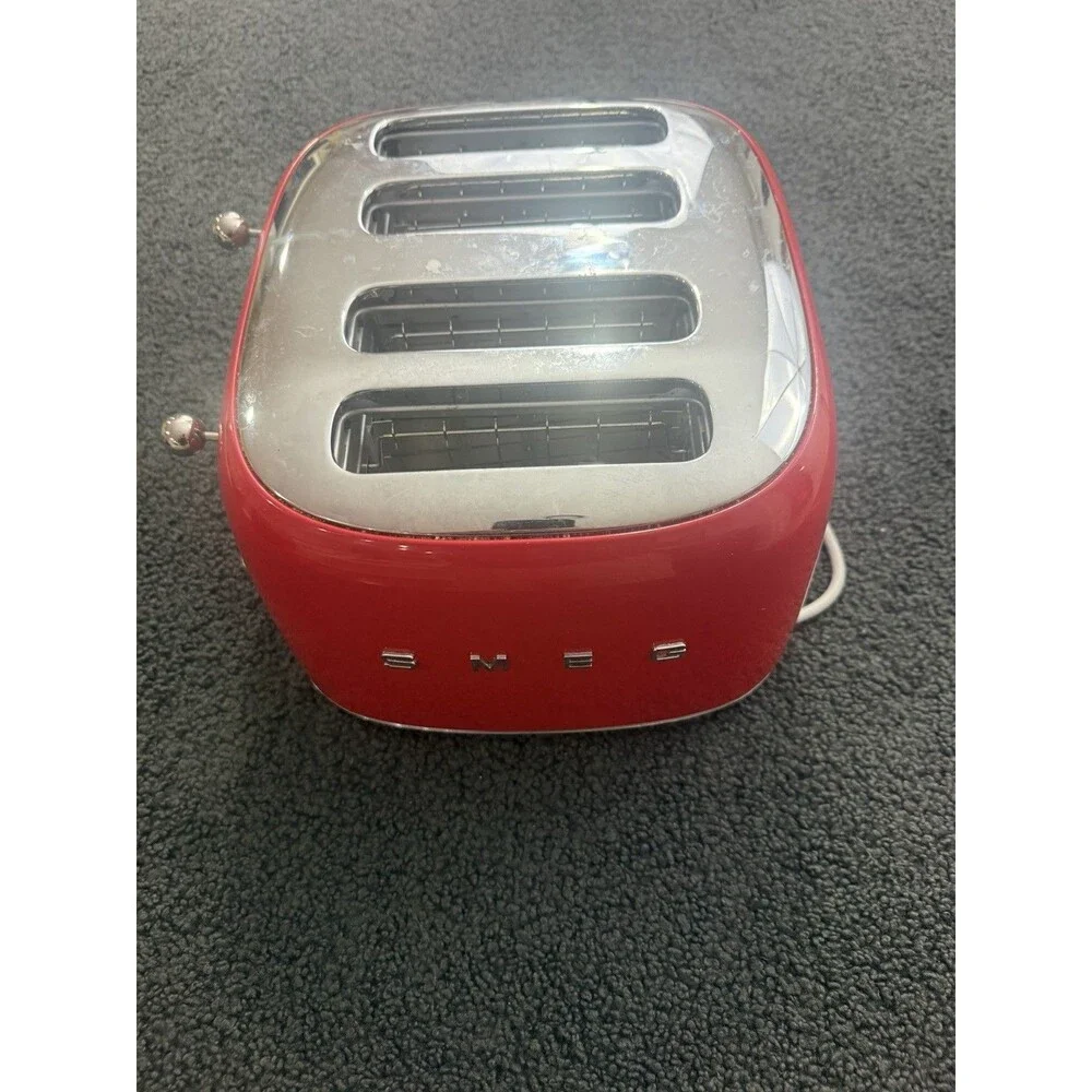 SMEG 4-Slice Retro Style Toaster [TSF03], Red Clean